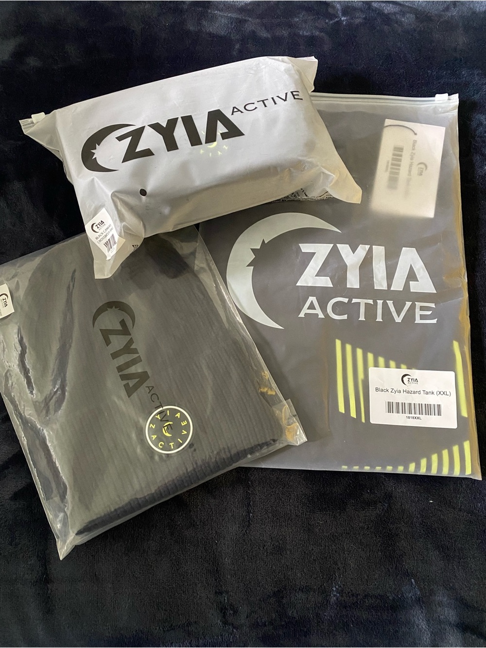 ZYIA Active - Black/Lime Muscle Tank / Crossbody / Beanie